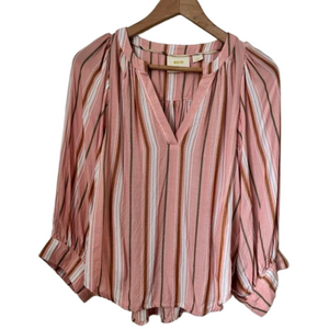 Maeve Brenda Pink Striped Peasant Blouse. Size SP